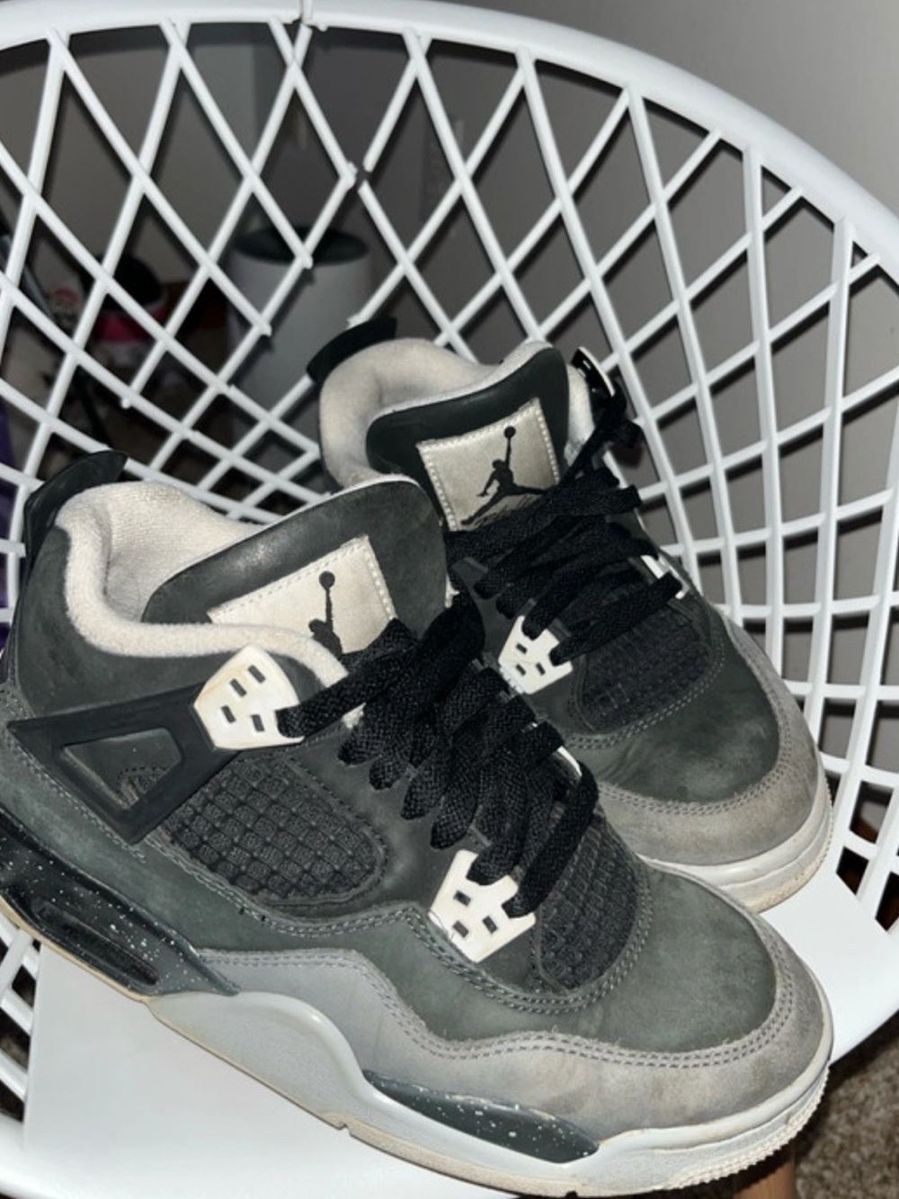 Jordan Gray and Black Retro Basketball Sneakers